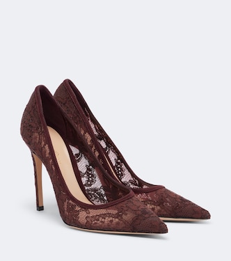 Claudia suede-trimmed lace pumps | Gianvito Rossi