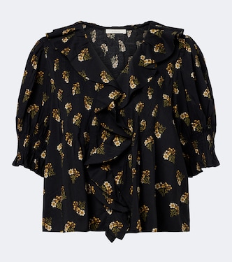 Henri floral ruffled cotton-blend blouse | Dôen