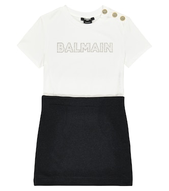 Logo cotton jersey dress | Balmain Kids