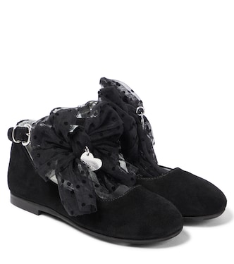 Bow-trimmed suede ballet flats | Monnalisa