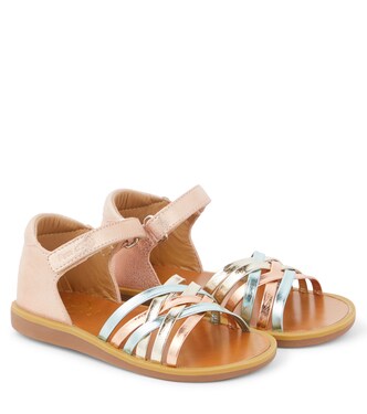Sandalen Poppy Lux aus Metallic-Leder | Pom d'Api