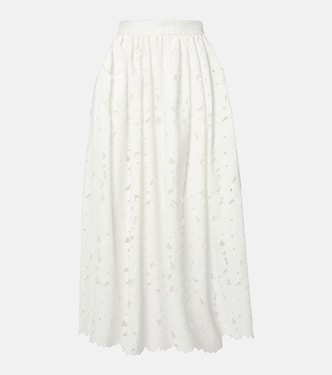 Gathered cotton-blend midi skirt | Erdem