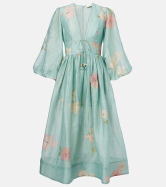 Illuminate linen and silk midi dress | Zimmermann