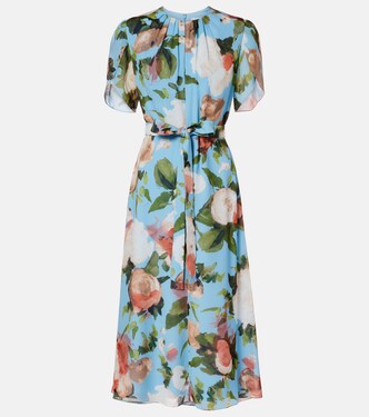 Robe midi en voile de soie à fleurs | Erdem