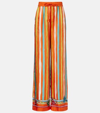 Pantalones palazzo de seda a rayas | Dolce&Gabbana
