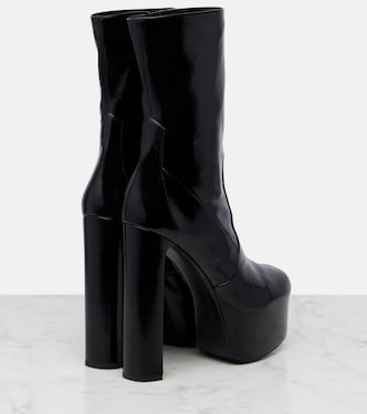 Billy 95 leather platform mid-calf boots in black - Saint Laurent