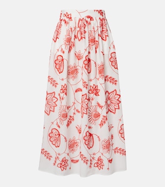 Calie embroidered cotton-blend midi skirt | Eres