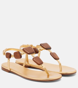 Beaded metallic leather thong sandals | Gianvito Rossi