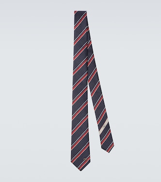 Corbata de jacquard de seda a rayas con VLogo | Valentino Garavani