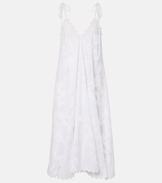Embroidered scalloped cotton midi dress | Juliet Dunn