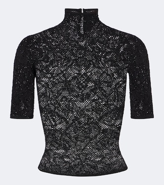 Embellished silk-blend lace crop top  | Gucci