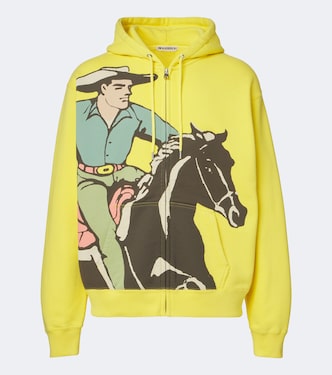 Printed cotton jersey hoodie | JW Anderson