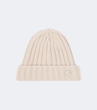 Ribbed-knit cashmere beanie with moonstone | God's True Cashmere