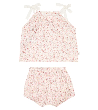 Baby floral cotton top and bloomers set | Il Gufo
