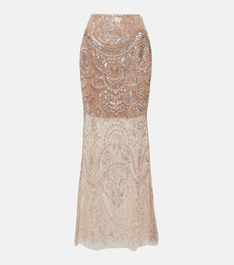 Falda larga flared adornada | Self-Portrait