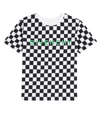Logo checked cotton jersey T-shirt | Givenchy Kids