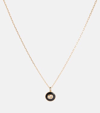 Interlocking G 18kt gold necklace with onyx and diamond | Gucci