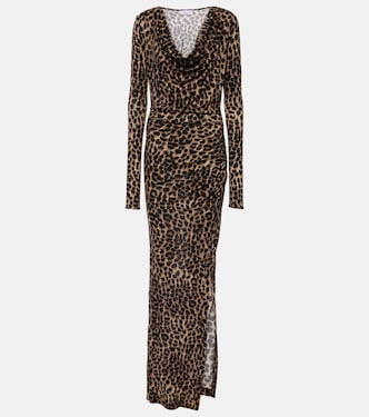 Leopard-print wool jersey maxi dress | Blumarine