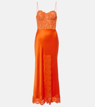 Adira lace-trimmed silk satin corset dress | Rebecca Vallance