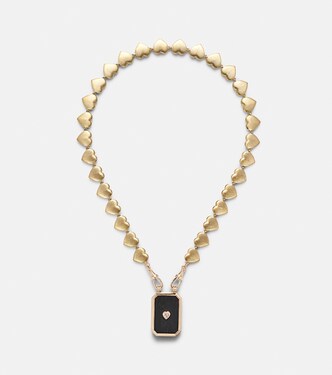 Collier Heart Scapular en or 18 ct, ébène et diamant | Marie Lichtenberg