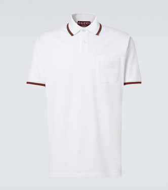 Polo en piqué de mezcla de algodón con Web | Gucci