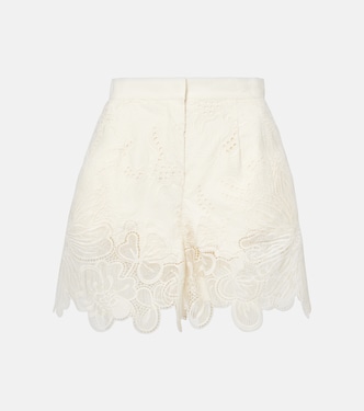 Embroidered broderie anglaise shorts | Elie Saab