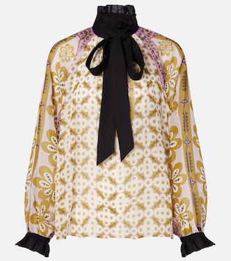 Cerere printed tie-neck silk blouse | La DoubleJ