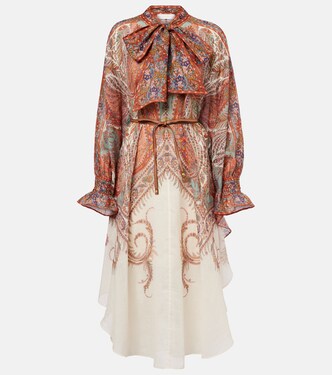 Rhiannon tie-neck ramie midi dress | Zimmermann