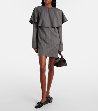 ganni pinstripe ruched dress Ganni Stretch Pinstripe Dress In Dress Blues