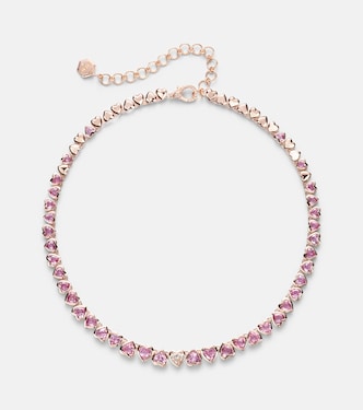 Tennis 18kt rose gold necklace with sapphires and diamond | Shay Jewelry