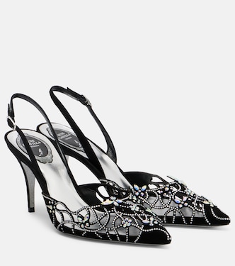 Embellished suede slingback pumps | Rene Caovilla