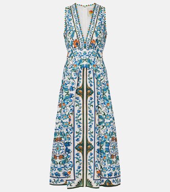 Flora Tile floral linen midi dress | Farm Rio