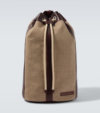 Leather-trimmed canvas backpack | Brunello Cucinelli