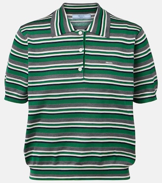 Striped cotton and silk polo shirt | Prada
