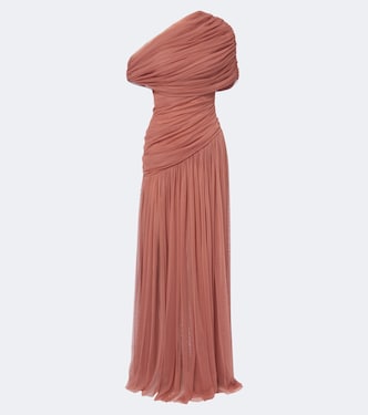 Himalia asymmetric draped tulle maxi dress | De La Vali