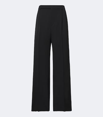 Pantaloni a gamba larga in gabardine di lana | Saint Laurent