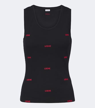 Logo ribbed-knit cotton-blend jersey tank top | Loewe