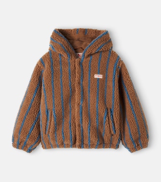 Striped hooded cotton teddy jacket | Tinycottons