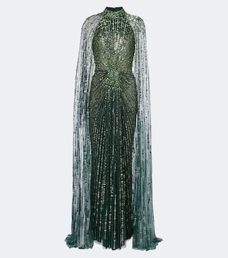 Cairo embellished gathered caped gown | Jenny Packham
