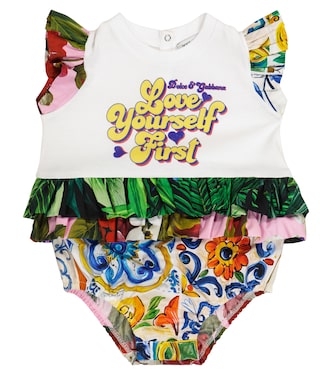 Baby - Body a stampa floreale in cotone | Dolce&Gabbana Kids