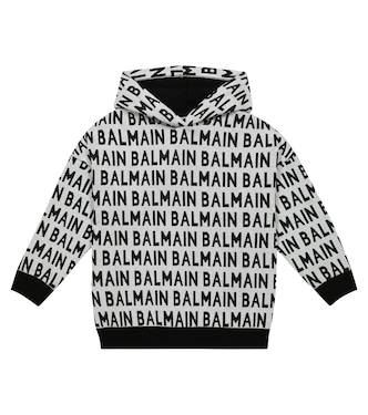 Logo jacquard cotton hoodie | Balmain Kids