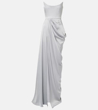 Draped satin crêpe bustier gown | Alex Perry