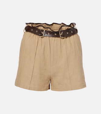 Belted faux leather-trimmed shorts | Xu Zhi