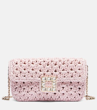 Verzierte Clutch Jeu de Fille aus Raffiabast | Roger Vivier