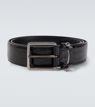 Croc-effect leather belt | Christian Louboutin