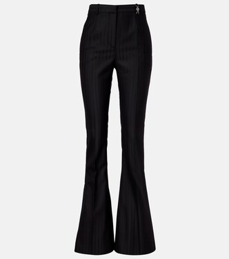 Embellished pinestripe wool flared pants | Versace