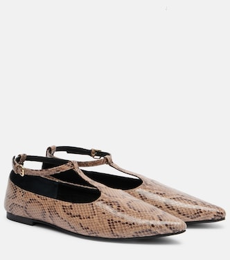 Ward蛇纹效果皮革玛丽珍平底鞋 | A.Emery