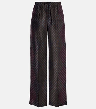 Printed silk satin straight pants  | Dries Van Noten