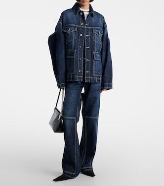 Cutout high-rise wide-leg jeans in blue - Jean Paul Gaultier