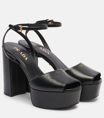 Leather platform sandals | Prada